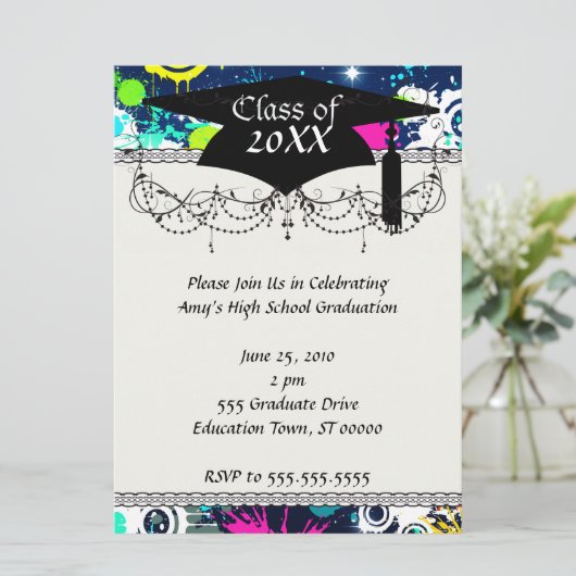 graffiti-verfspier in de stad afstuderen kaart (Staand voorkant)