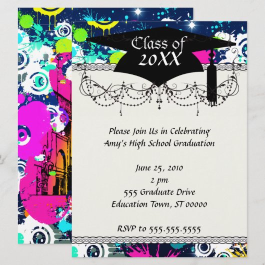 graffiti-verfspier in de stad afstuderen kaart (Voorkant / Achterkant)