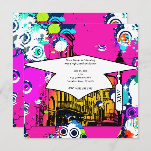 graffiti-verfspier in de stad afstuderen kaart (Voorkant / Achterkant)