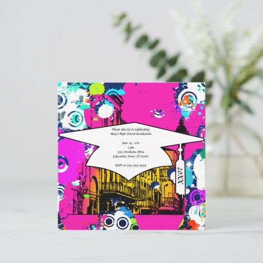 graffiti-verfspier in de stad afstuderen kaart (Staand voorkant)