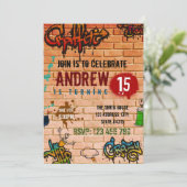 Graffiti verjaardagsfeest uitnodiging (Staand voorkant)