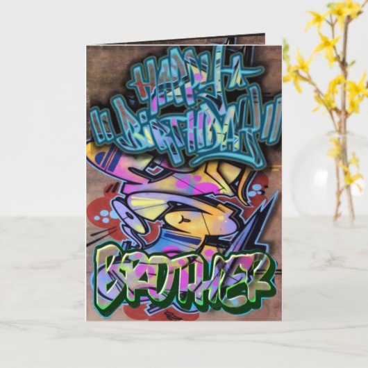 Graffiti verjaardagskaarbroer kaart (Gele Bloem)
