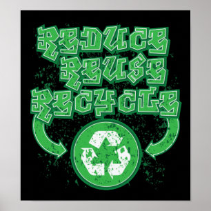 Graffiti Verminderd hergebruik Recyclen Poster