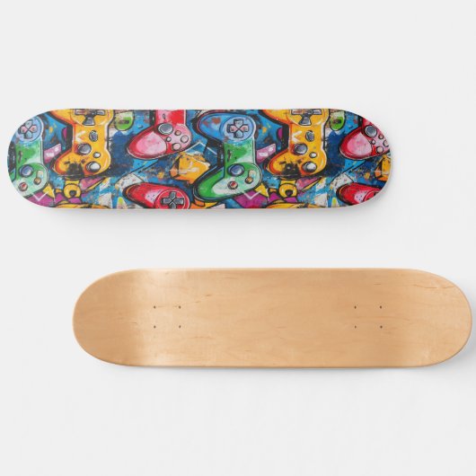 Graffiti Videogame Cool Ontworpen Skateboard (Horizontaal)
