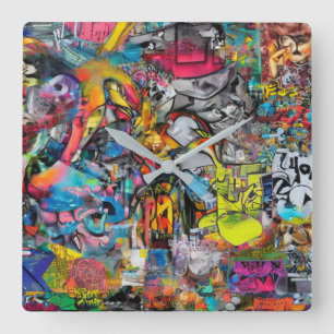 Graffiti Vierkante Klok