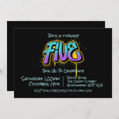 Graffiti Vijf Uitnodiging (Voorkant / Achterkant)