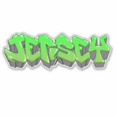 Graffiti Vinyl Sticker, op maat gesneden "Jersey" Sticker (Voorkant)