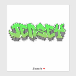 Graffiti Vinyl Sticker, op maat gesneden "Jersey" Sticker