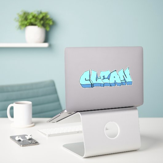 Graffiti Vinyl Sticker, op maat gesneden Sticker (Laptop op bureau)
