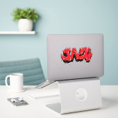 Graffiti Vinyl Sticker, op maat gesneden Sticker (Laptop op bureau)