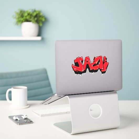 Graffiti Vinyl Sticker, op maat gesneden Sticker (Laptop op bureau)
