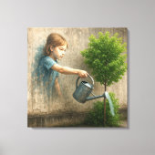 Graffiti voor meisjes die een stadsboom water geve canvas afdruk (Voorkant)
