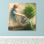 Graffiti voor meisjes die een stadsboom water geve canvas afdruk (Insitu (Houten vloer))