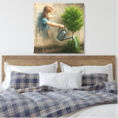 Graffiti voor meisjes die een stadsboom water geve canvas afdruk (Insitu (Slaapkamer))