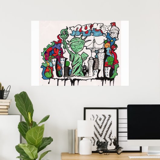 graffiti - vrijheidsbeeld poster (Thuiskantoor)