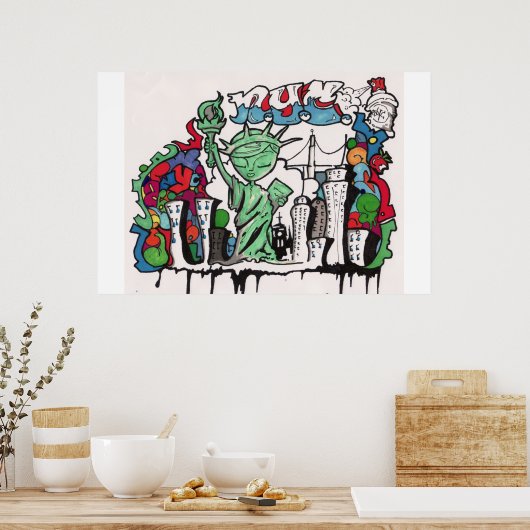 graffiti - vrijheidsbeeld poster (Keuken)