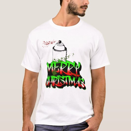 Graffiti Vrolijk Kerstfeest T-shirt (Voorkant)