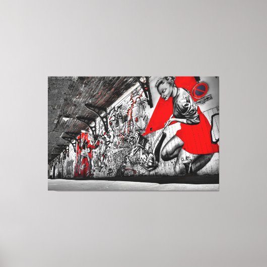 Graffiti Wall Art in Black, Red en White Street Canvas Afdruk (Voorkant)