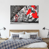 Graffiti Wall Art in Black, Red en White Street Canvas Afdruk (Insitu (Slaapkamer))