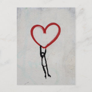 GRAFFITI-WALSTREET VOOR HART- EN STICK-MAN BRIEFKAART