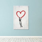 GRAFFITI-WALSTREET VOOR HART- EN STICK-MAN CANVAS AFDRUK (Insitu (Houten vloer))