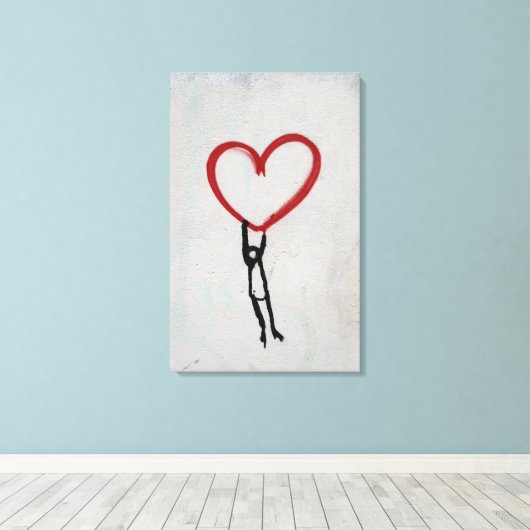 GRAFFITI-WALSTREET VOOR HART- EN STICK-MAN CANVAS AFDRUK (Insitu (Houten vloer))