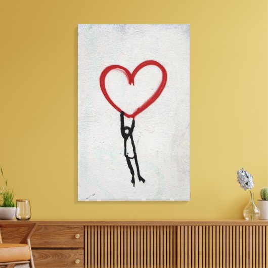 GRAFFITI-WALSTREET VOOR HART- EN STICK-MAN CANVAS AFDRUK (Insitu (Woonkamer))