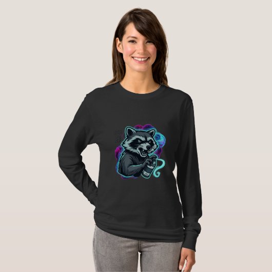 Graffiti Wasbeer Lange Mouwen T-shirt (Voorkant volledig)