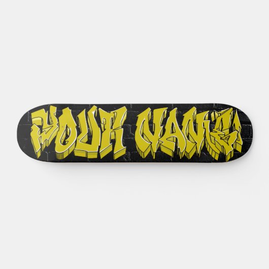 GRAFFITI WILDSTYLE GOLD CUSTOM SKATEBOARD (Horizontaal)