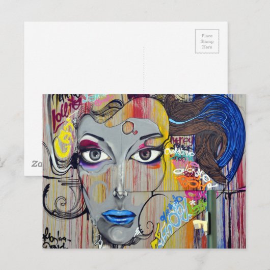 Graffiti Woman Briefkaart (Voorkant / Achterkant)