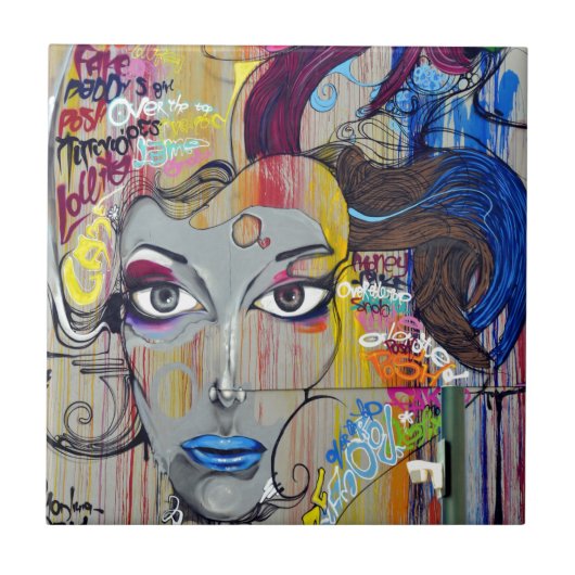 Graffiti Woman Tegeltje (Voorkant)