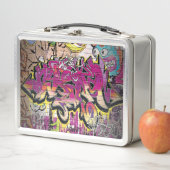Graffiti word art retro leuke lunchbox (In situ)