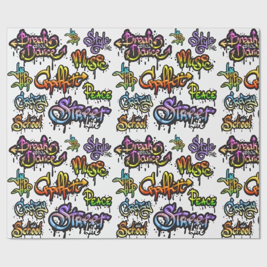 Graffiti Words Cadeaupapier (Vlak)