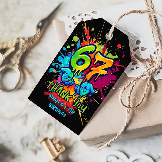 Graffiti Zes Zeven Kinderen 7e Verjaardag Cadeauta Cadeaulabel