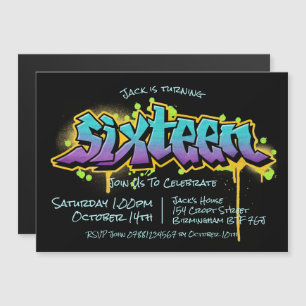 Graffiti Zestien Magnetische Uitnodiging