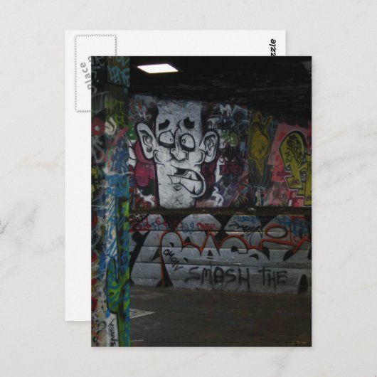 Graffiti zilver briefkaart (Voorkant / Achterkant)