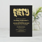 Graffiti Zwart Gouden Mannen 50ste Verjaardag Kaart (Staand voorkant)