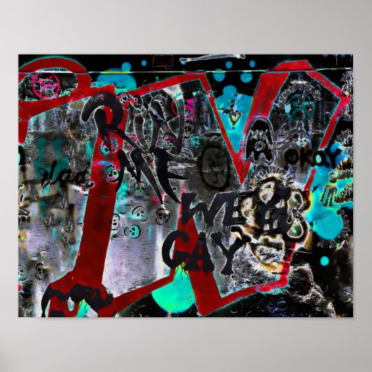 Graffiti Zwart Rood Stedelijke Straat Muur Kunst Poster (Voorkant)
