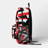 Graffiti: zwart, wit en rood bedrukte rugzak (Rechts)