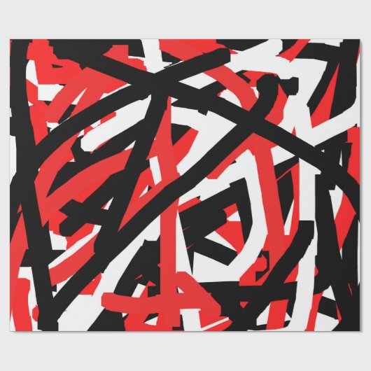 Graffiti: zwart, wit en rood cadeaupapier (Vlak)