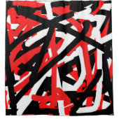 Graffiti: zwart, wit en rood douchegordijn (Voorkant)