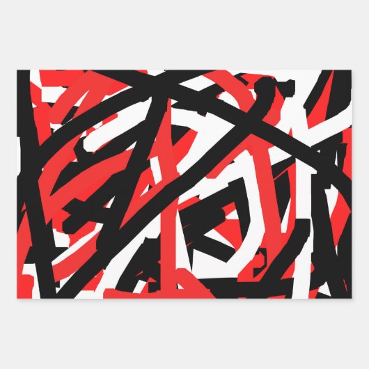 Graffiti: zwart, wit en rood inpakpapier vel (Voorkant)
