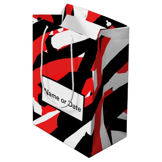 Graffiti: zwart, wit en rood medium cadeauzakje (Achterkant Gekanteld)