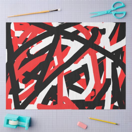 Graffiti: zwart, wit en rood tissuepapier (Craft)