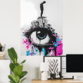 Graffitifiguur op stedelijke gebouwen - Eye Street Poster (Thuiskantoor)