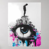 Graffitifiguur op stedelijke gebouwen - Eye Street Poster (Voorkant)