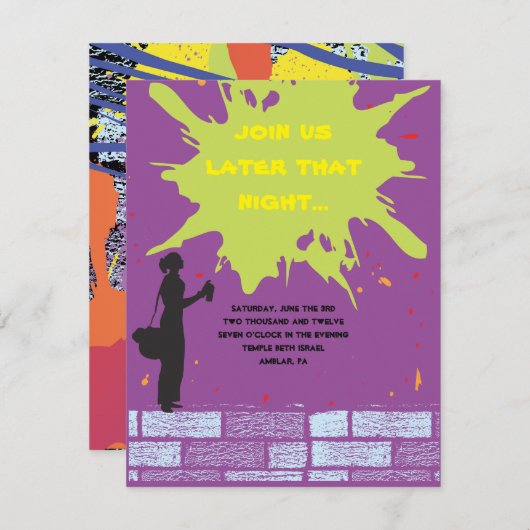 Graffitikunstenaar Bar Bat Mitswa nodigt Kaart uit (Voorkant / Achterkant)