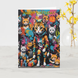 Graffitikunstenaar Legend Cat 12-jarige verjaardag Kaart
