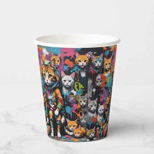 Graffitikunstenaar Legend Cat Birthday Papieren Bekers (Achterkant)