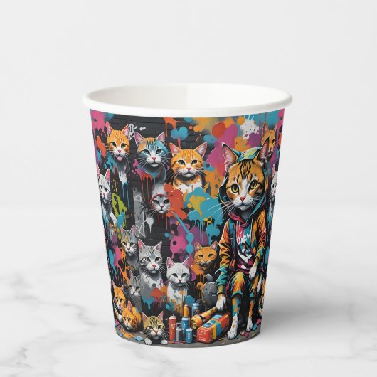 Graffitikunstenaar Legend Cat Birthday Papieren Bekers (Links)